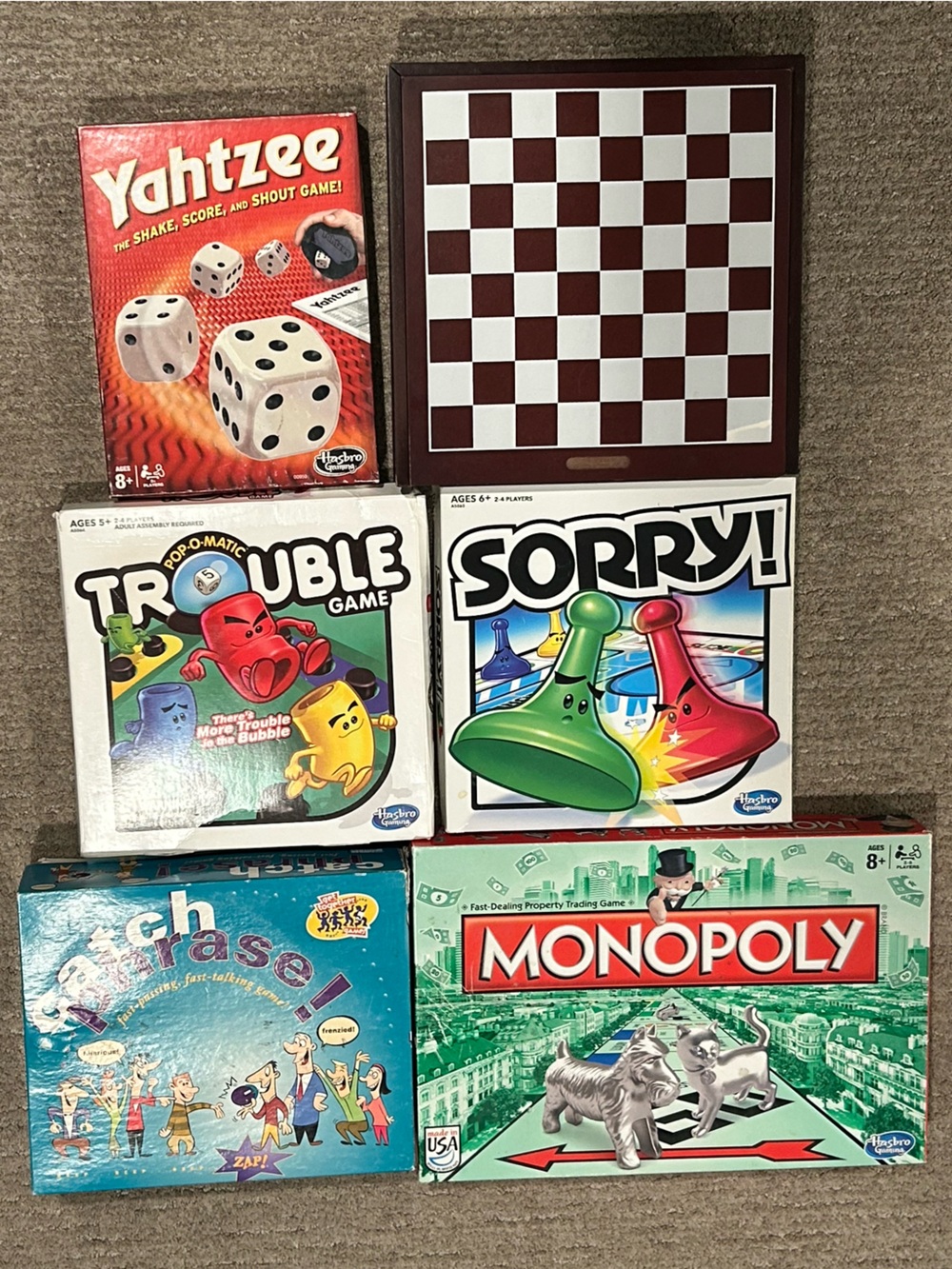 Bundle of Board Games: Monopoly, Sorry!, Trouble, Catch Phrase, 10 in 1 Game Set